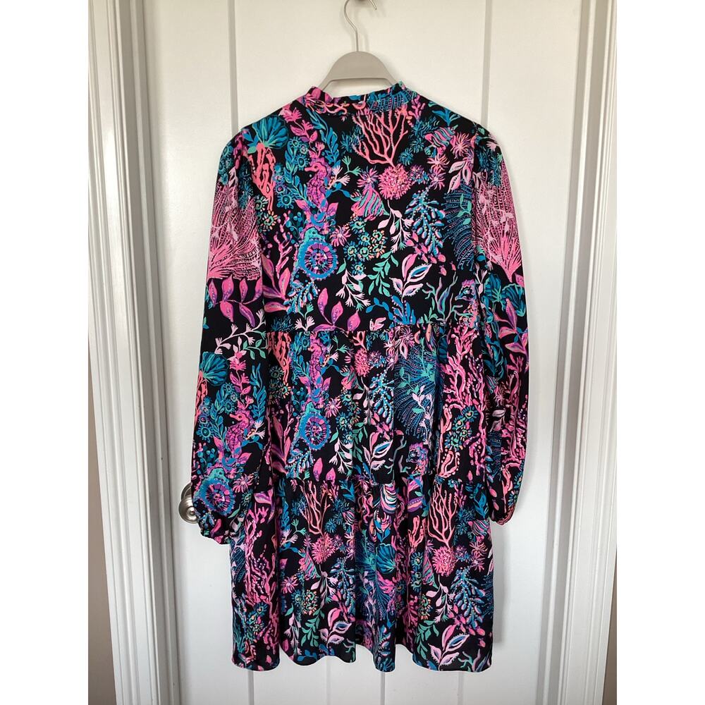 Lilly Pulitzer Ariella Swing Mini Dress Onyx Twilight Coral Engineered SZ Large - Picture 6 of 11